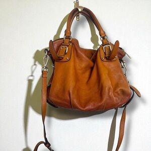 Danier Genuine Leather Satchel Bag – Cognac Brown Shoulder & Crossbody Purse